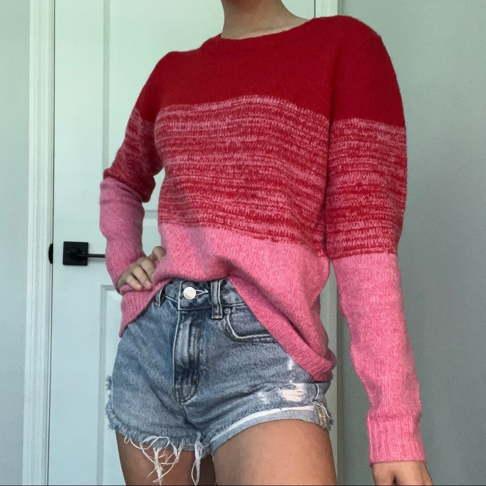 Red & Pink Sweater (XS) - Super Cozy & Soft
